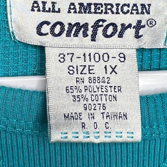 ALL AMERICAN COMFORT CASUAL ROUND NECK WAFFLE KNIT SOLID COLOR SHIRT SIZE 1X - Picture 3 of 3